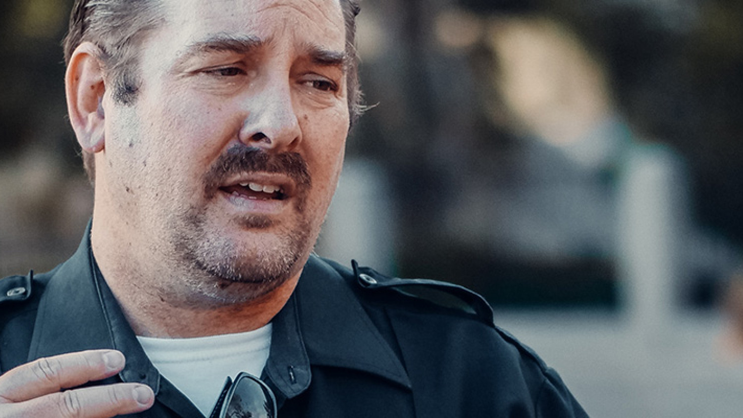 Police officers talking outside