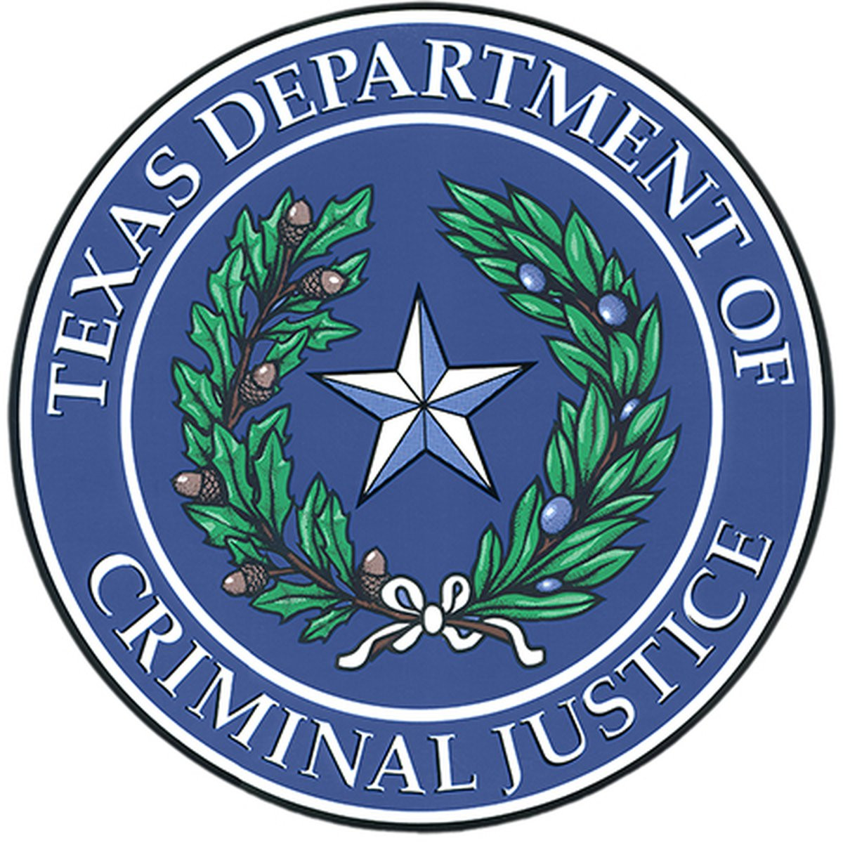 The Texas Department of Criminal Justice logo prominently displays the renowned Texas Seal with a dark blue background. The circular emblem encompasses the seal, symbolizing the state's authority and involvement in criminal justice matters. At the top of the circle, the words "Texas Department Of" are presented, followed by "Criminal Justice" at the bottom. This logo represents the department's role and responsibility in maintaining public safety, administering corrections, and upholding the criminal justice system in the state of Texas.