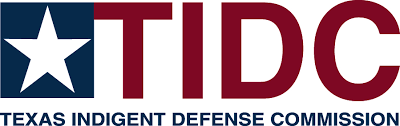 The Texas Indigent Defense Commission logo showcases a Texas flag integrated into its design. Positioned on the left-hand side, a blue square with a white five-pointed star represents the Lone Star State. Adjacent to the star, the letters "TIDC" are prominently displayed in red, serving as an abbreviation for the organization. Beneath the lettering, the full name "Texas Indigent Defense Commission" is written out. This logo reflects the commission's commitment to improving the quality and efficiency of legal representation for indigent individuals in Texas.