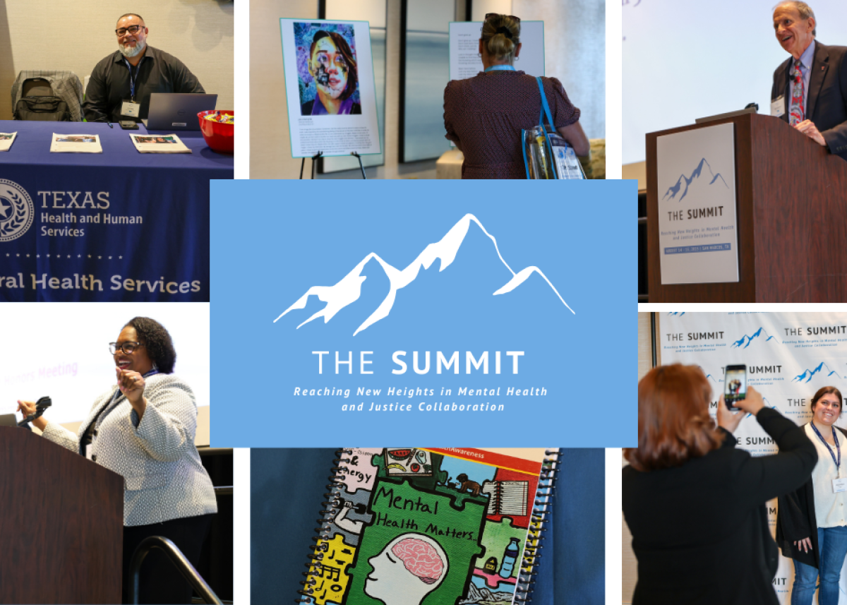 A collage of photos from The Summit conference featuring the event's speakers and attendees.