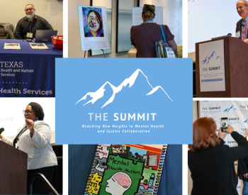 A collage of photos from The Summit conference featuring the event's speakers and attendees.
